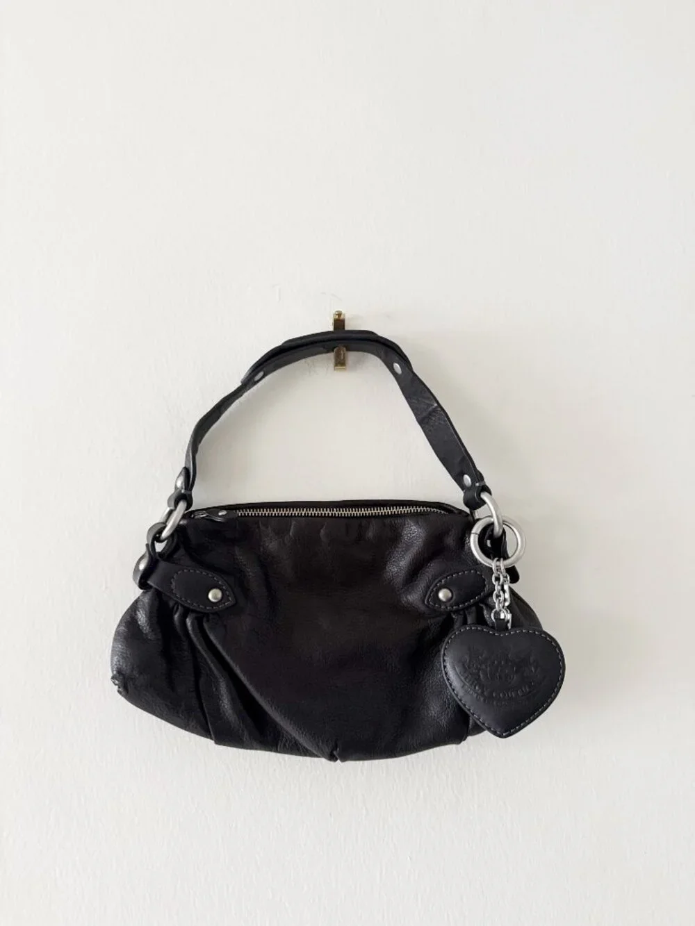 Vintage Y2K Juicy Couture Genuine Leather Black Shoulder Bag